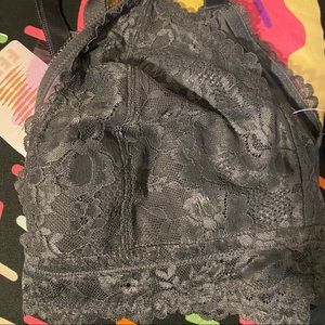 Gray adjustable strap lace bra